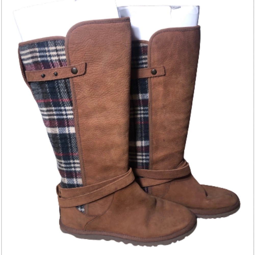 UGG Marielle Plaid Chocolate Boots Size 7